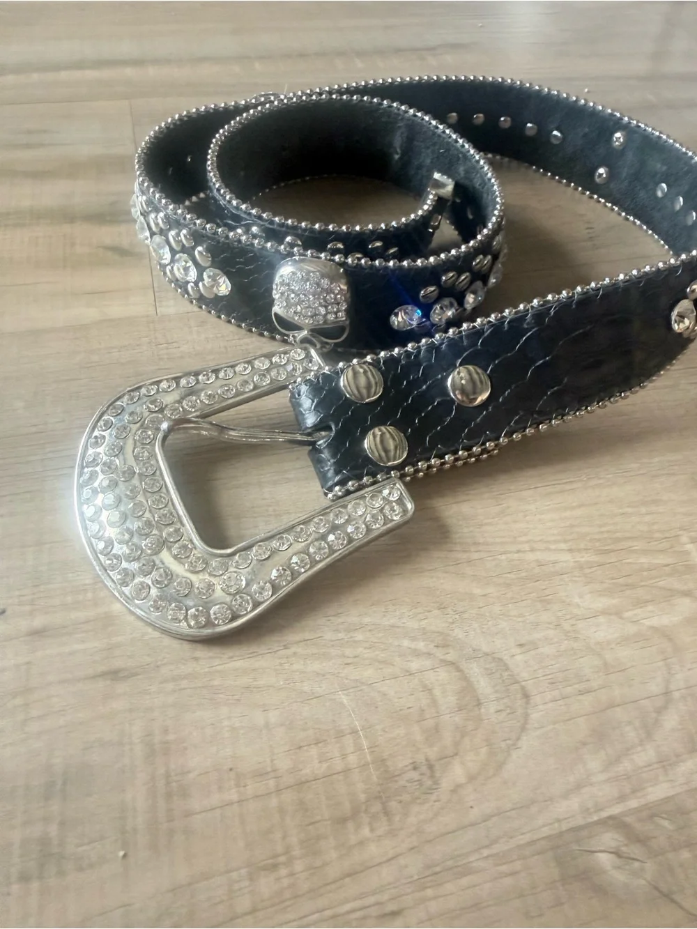 Black Rhinestone Western-Style Women's Belt